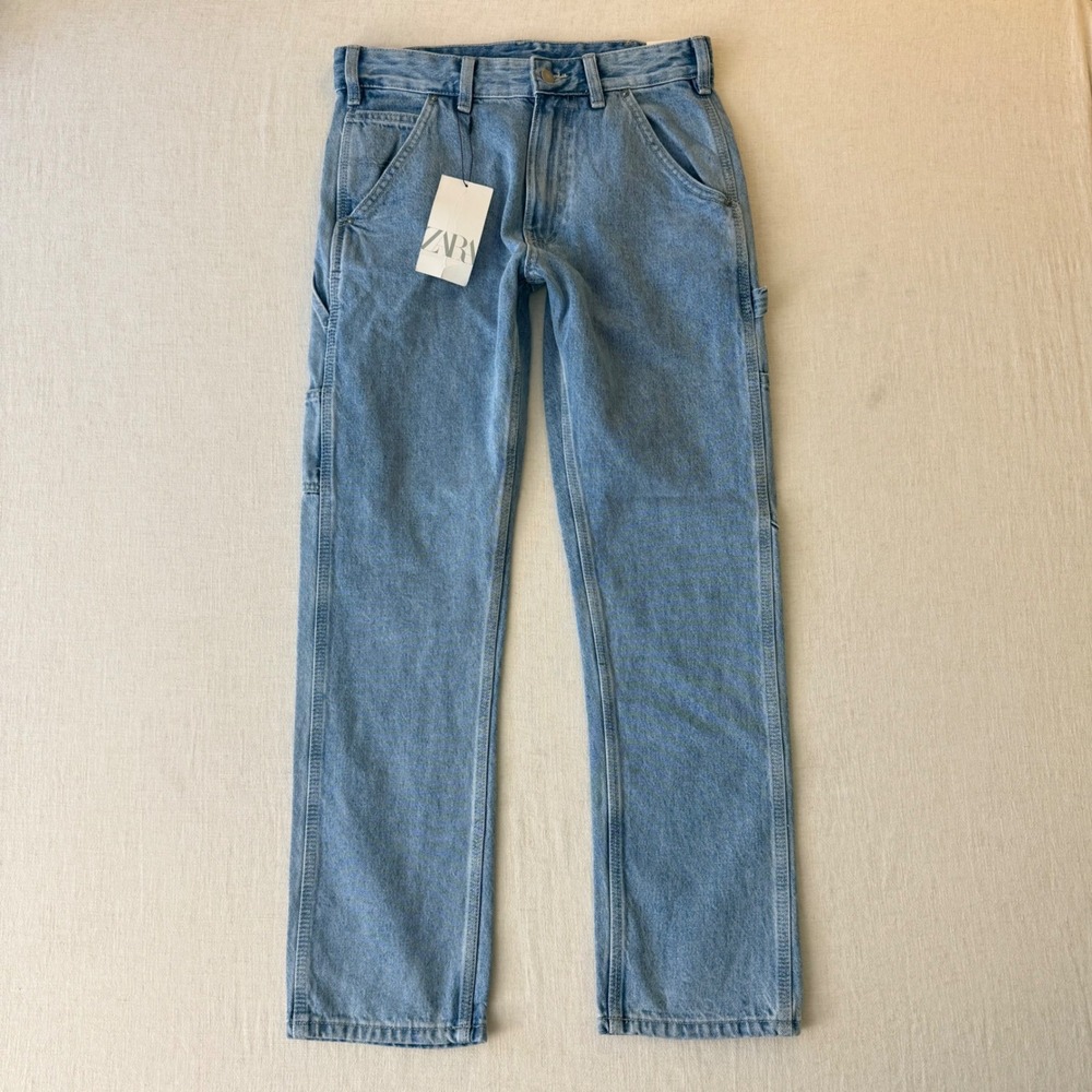 NWT Zara Men's Worker Denim Jeans 30 Carpenter 90s Skater Workwear